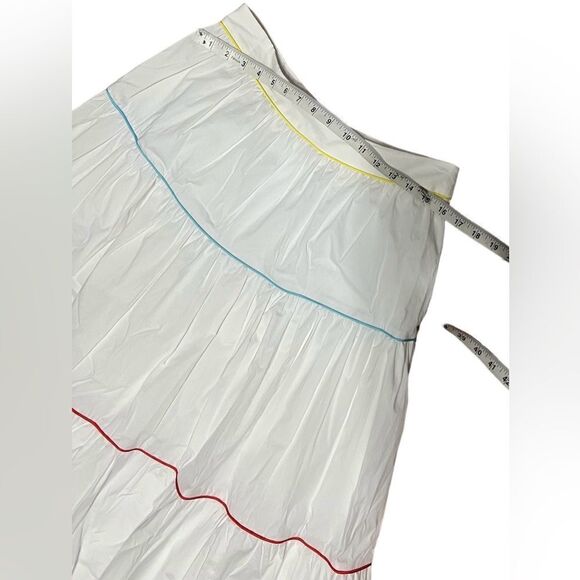 Staud Sea Maxi Skirt white cotton rainbow piping size 10 - Picture 5 of 6